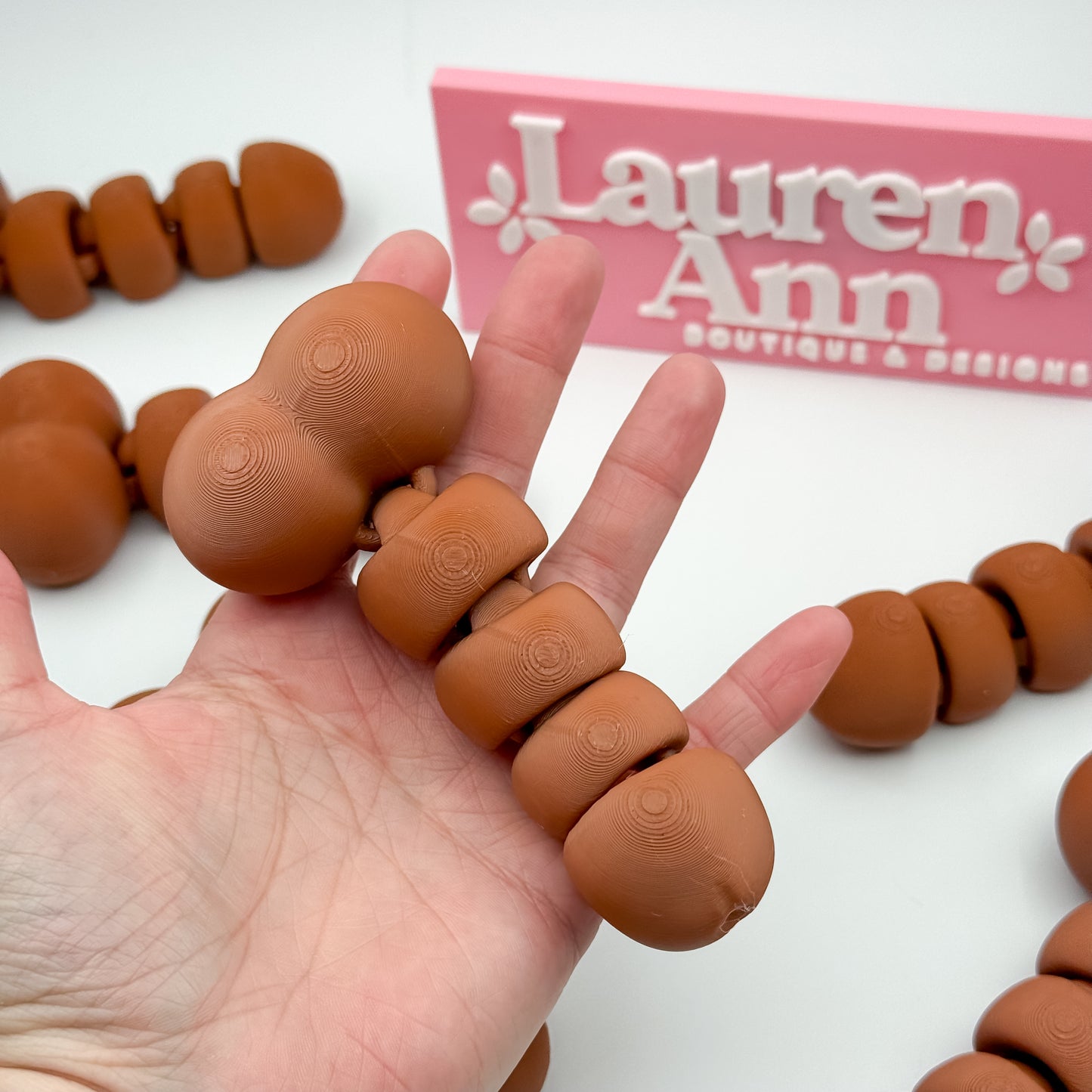 3D Printed Articulated Penis Fidget - Brown