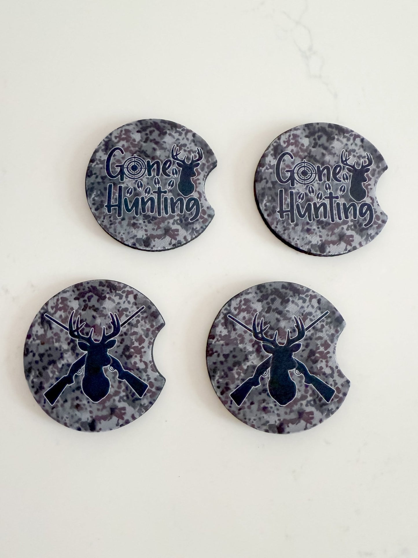 Gone Hunting Camo Car Coasters - Set of 2 - Designs by Lauren Ann