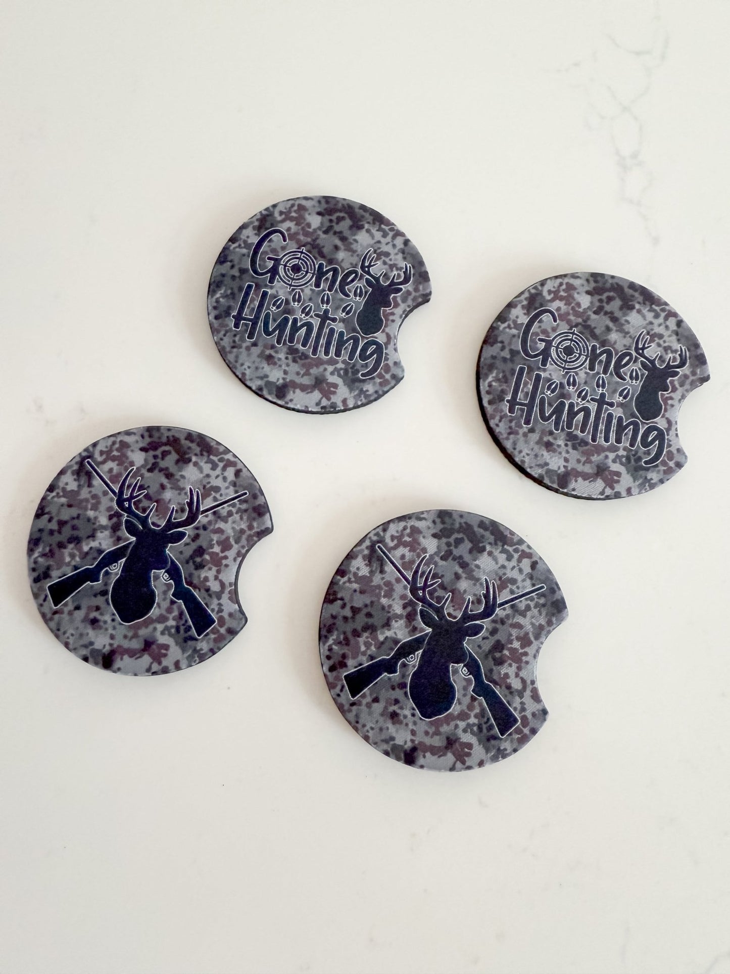 Gone Hunting Camo Car Coasters - Set of 2 - Designs by Lauren Ann