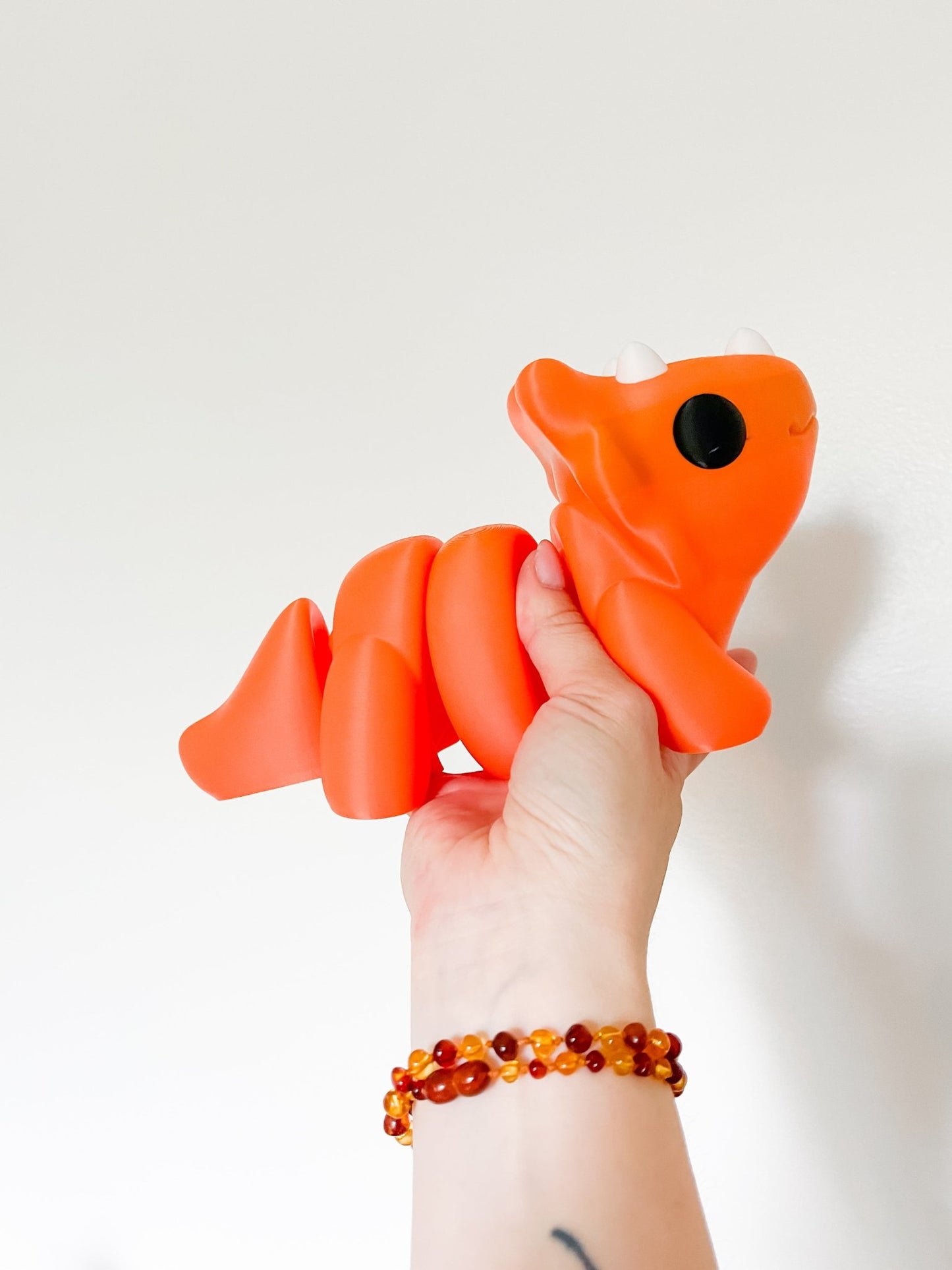 Oversized Chunky Orange Triceratops - Designs by Lauren Ann