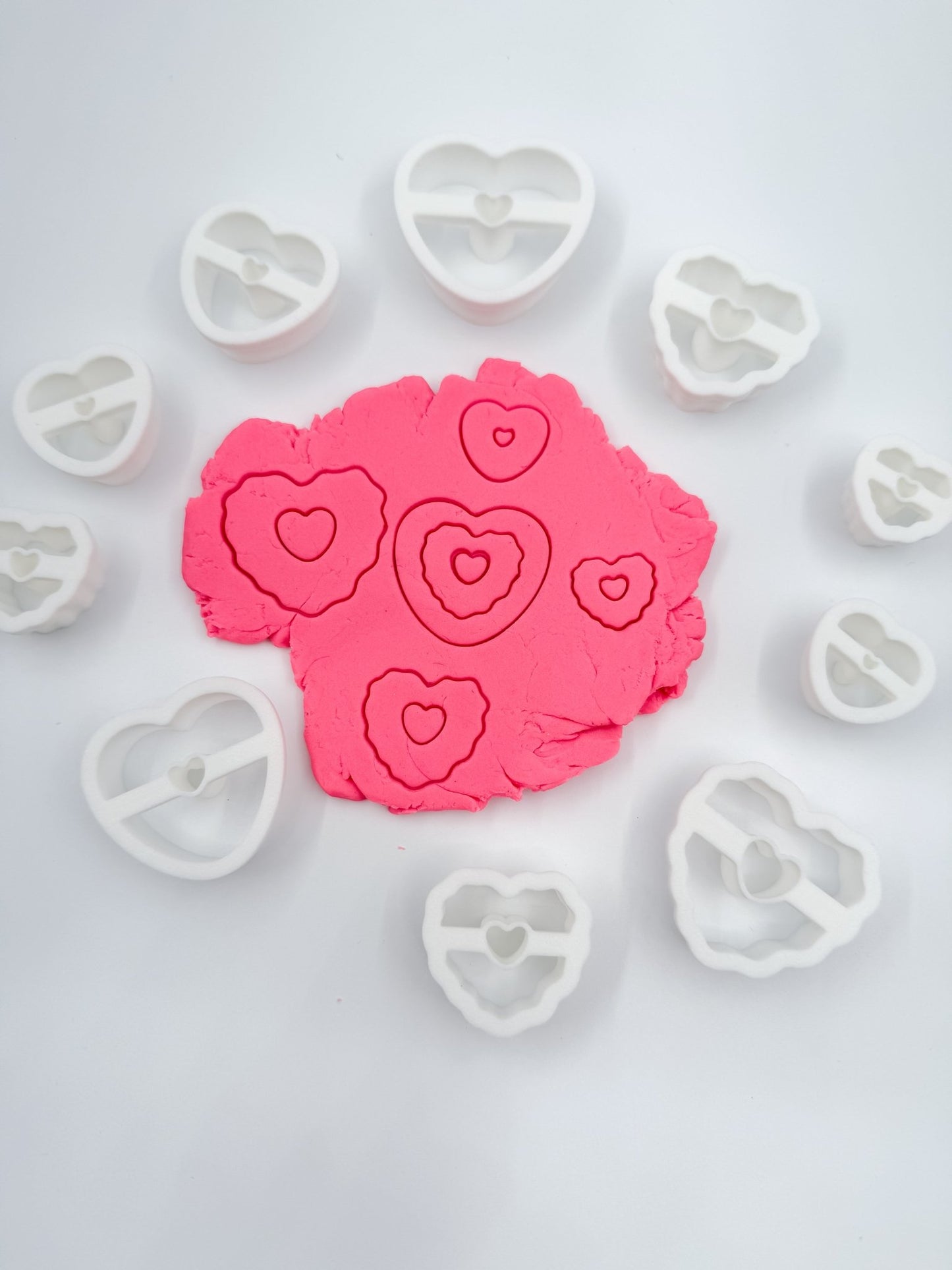 Valentine Heart Cookie Polymer Clay Cutters – Set of 10 (Mixed Sizes) - Designs by Lauren Ann