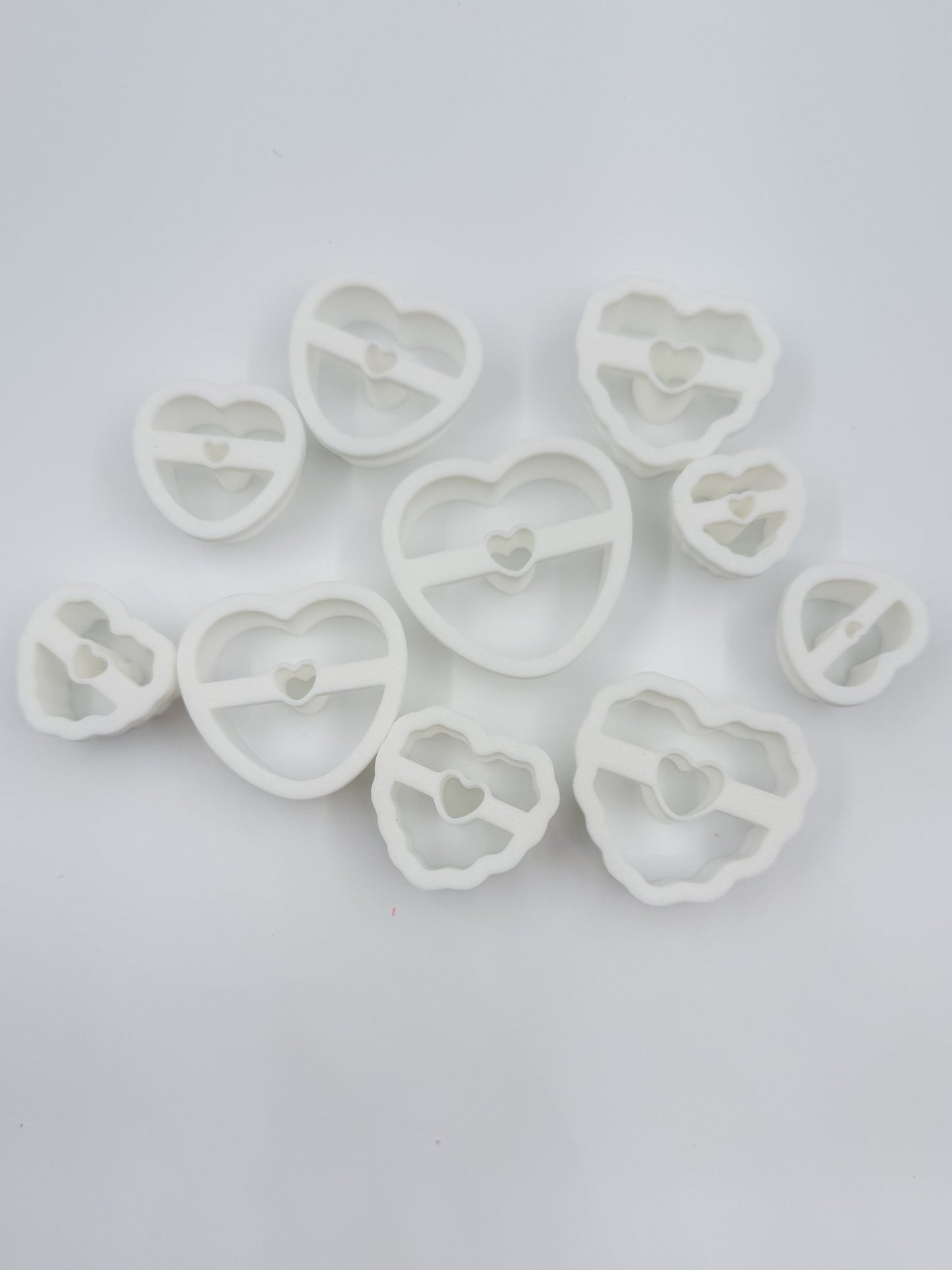 Valentine Heart Cookie Polymer Clay Cutters – Set of 10 (Mixed Sizes) - Designs by Lauren Ann