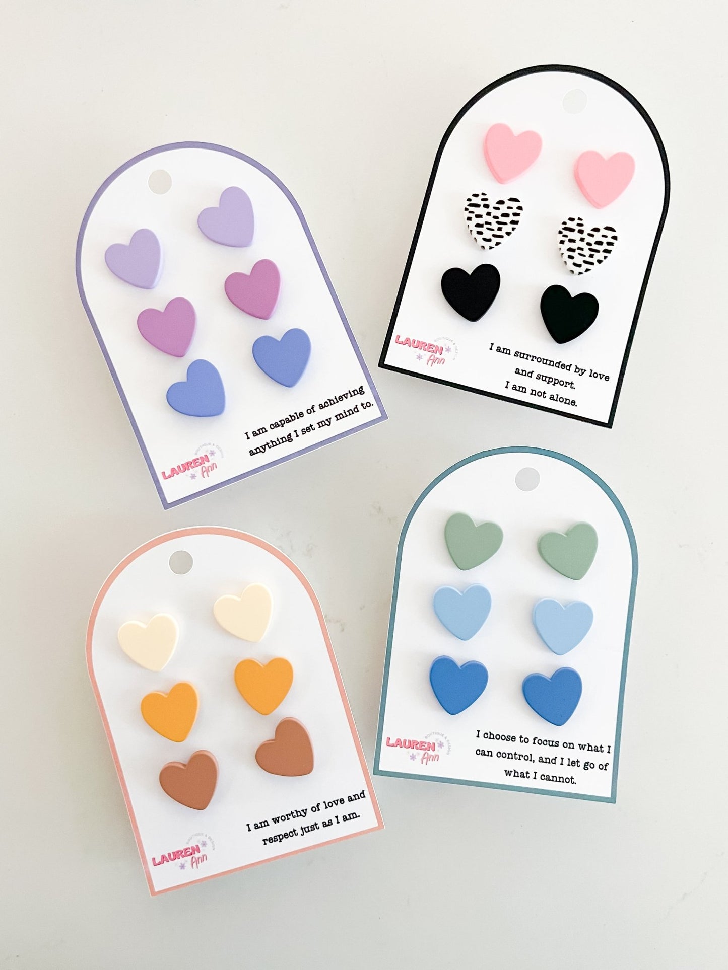 Affirmation Heart Earrings - Designs by Lauren Ann