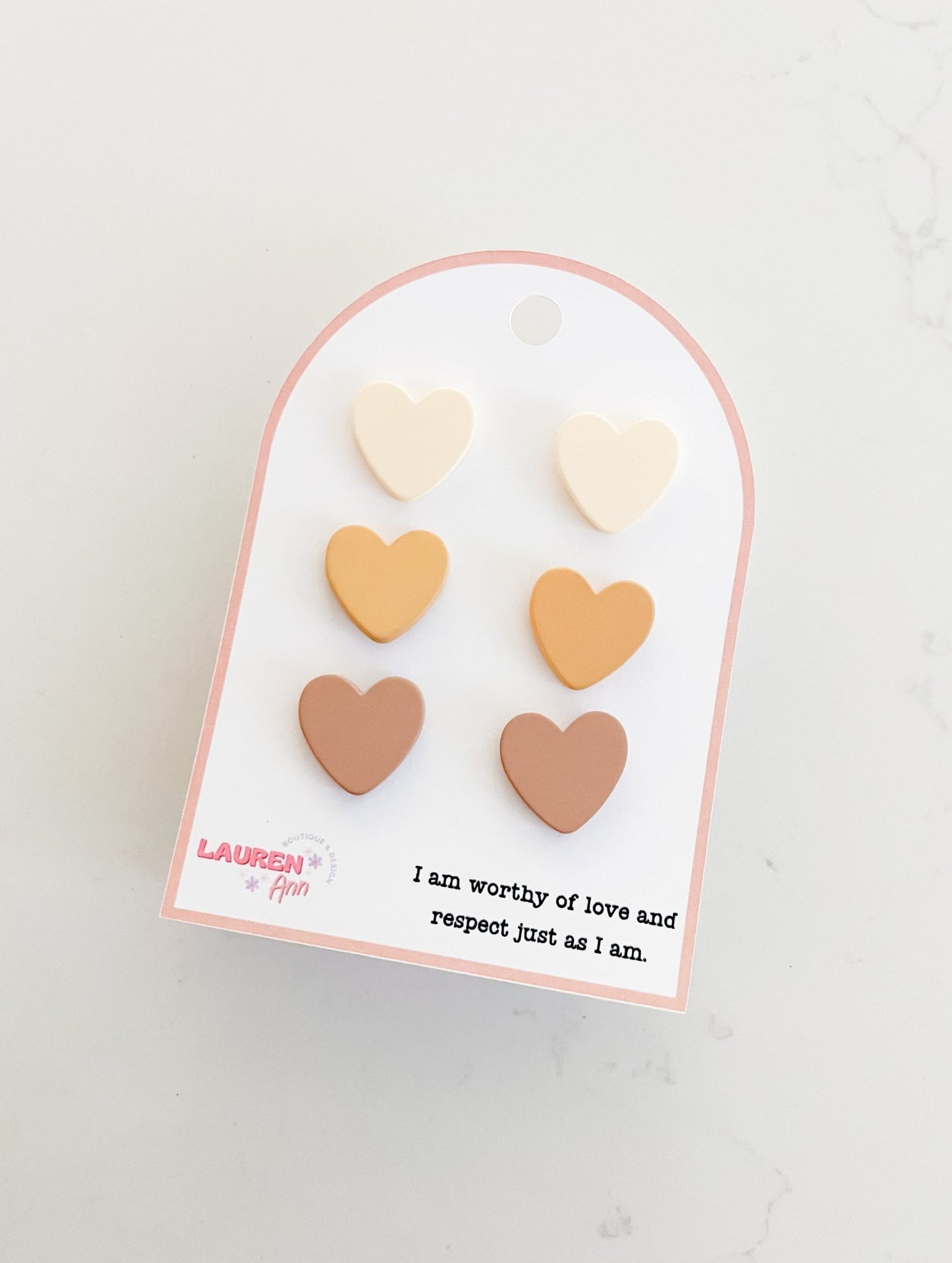 Affirmation Heart Earrings - Designs by Lauren Ann