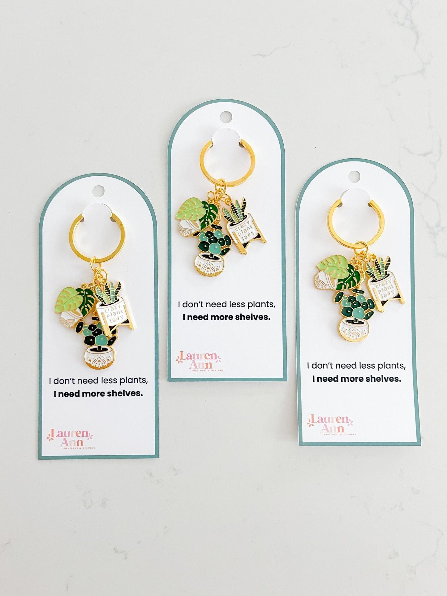 Enamel Crazy Plant Lady Keychain - Designs by Lauren Ann