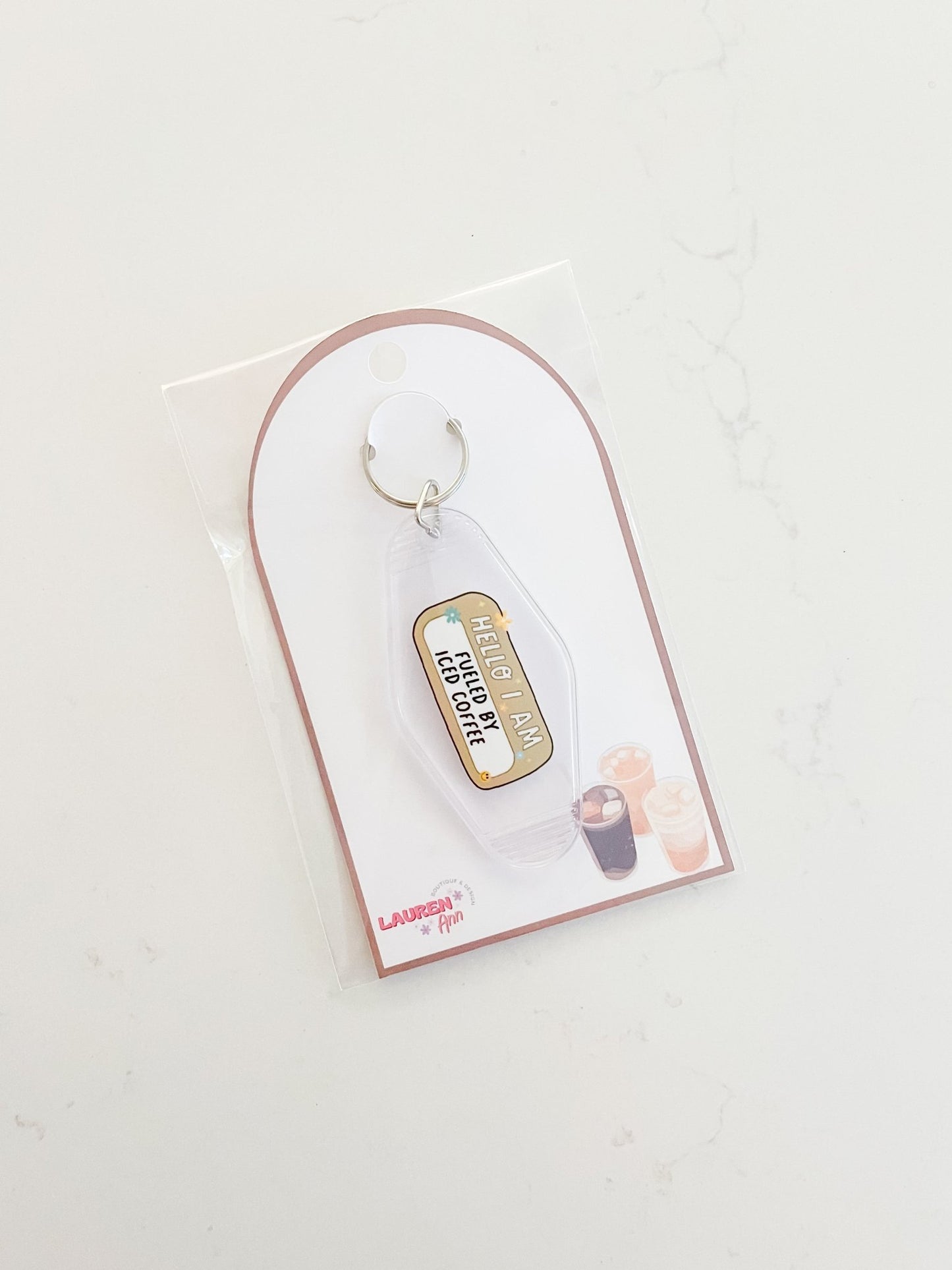 Fueled by Iced Coffee Keychain - Designs by Lauren Ann