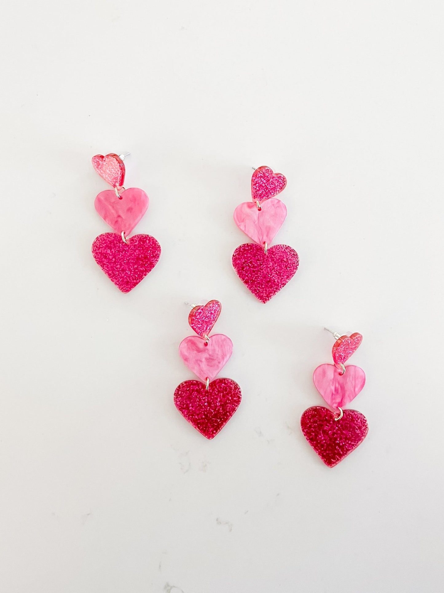 Glitter Heart Earrings - Designs by Lauren Ann