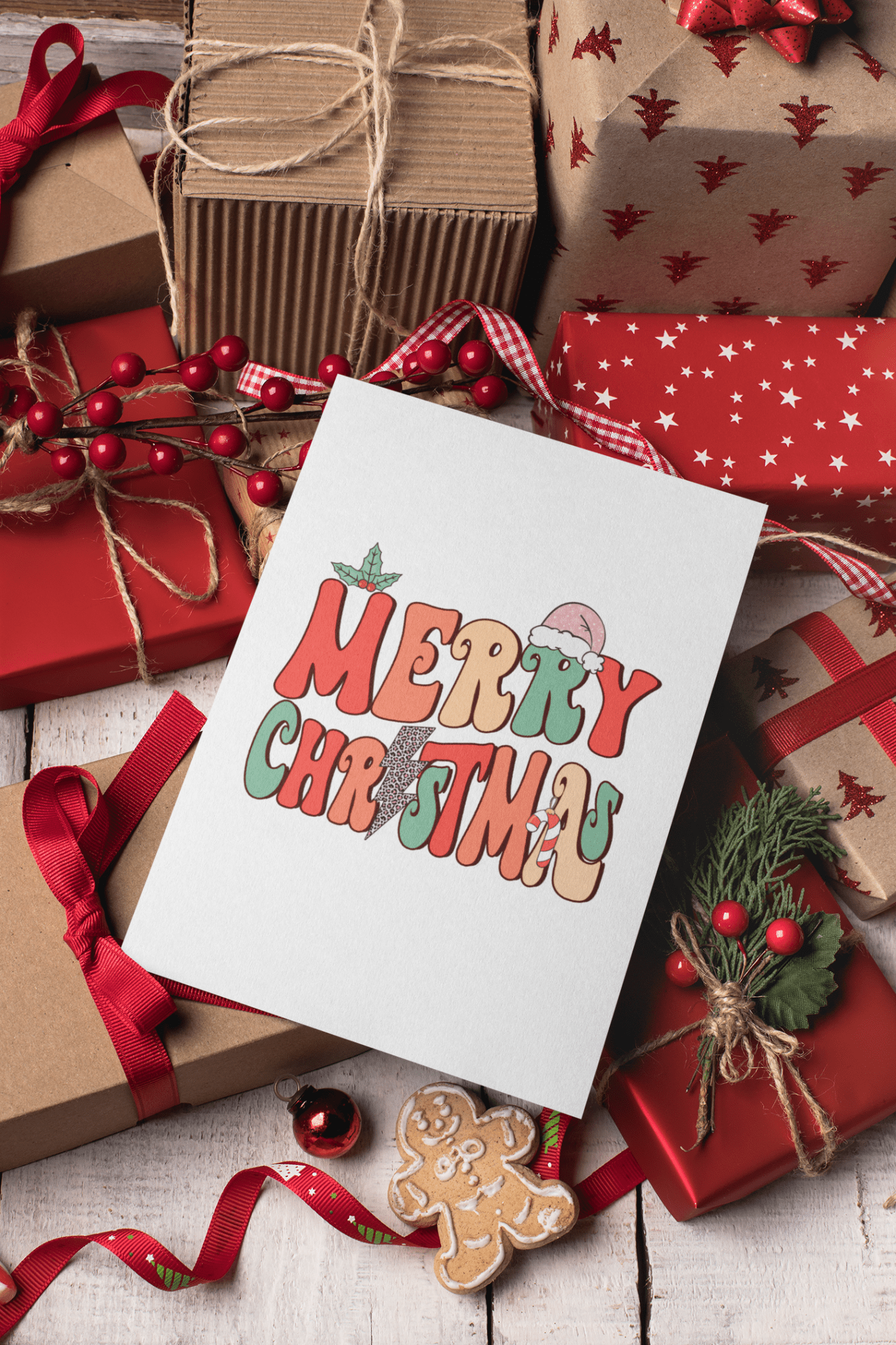 Greeting Card - Retro Merry Christmas - Designs by Lauren Ann