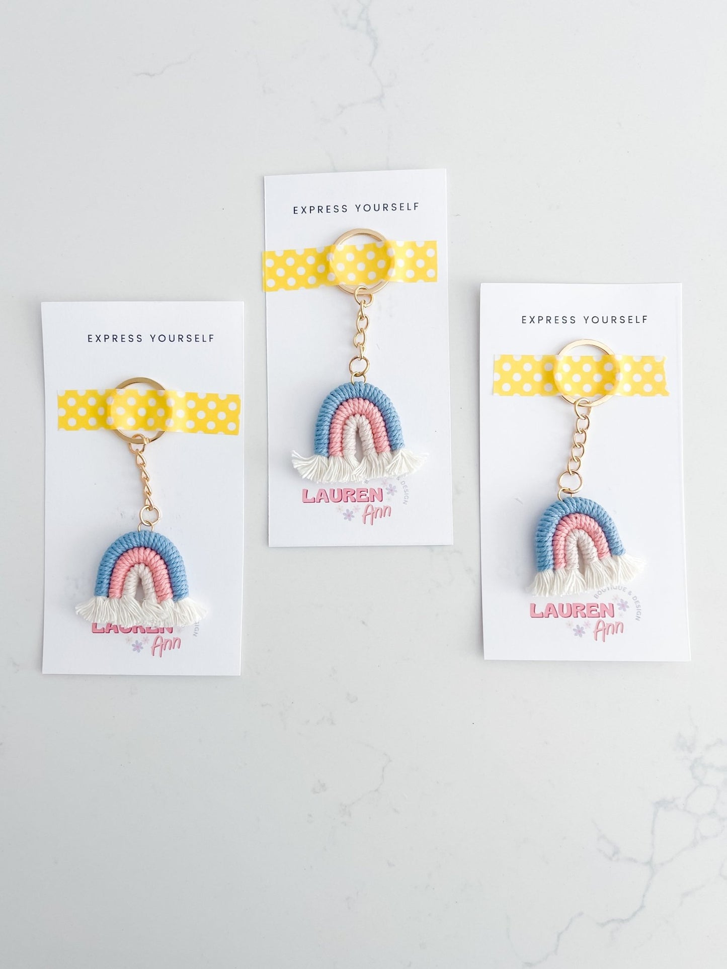 Macrame Rainbow Keychain - Designs by Lauren Ann