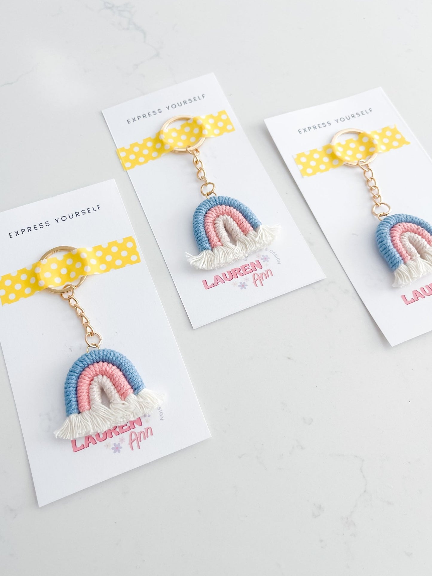 Macrame Rainbow Keychain - Designs by Lauren Ann