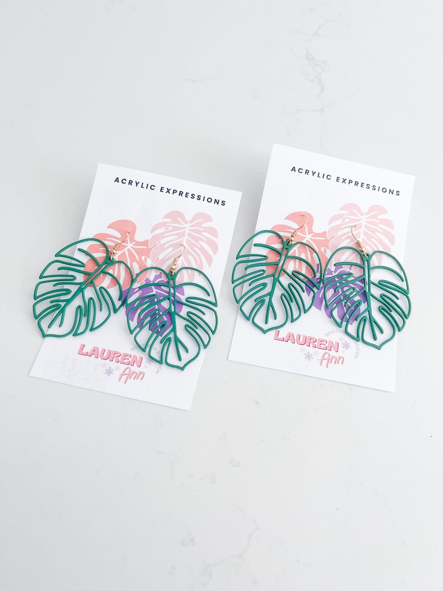 Monstera Planty Earrings - Designs by Lauren Ann