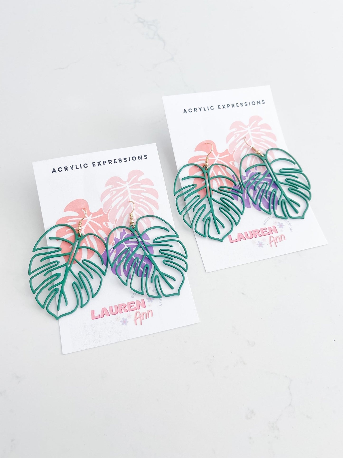 Monstera Planty Earrings - Designs by Lauren Ann