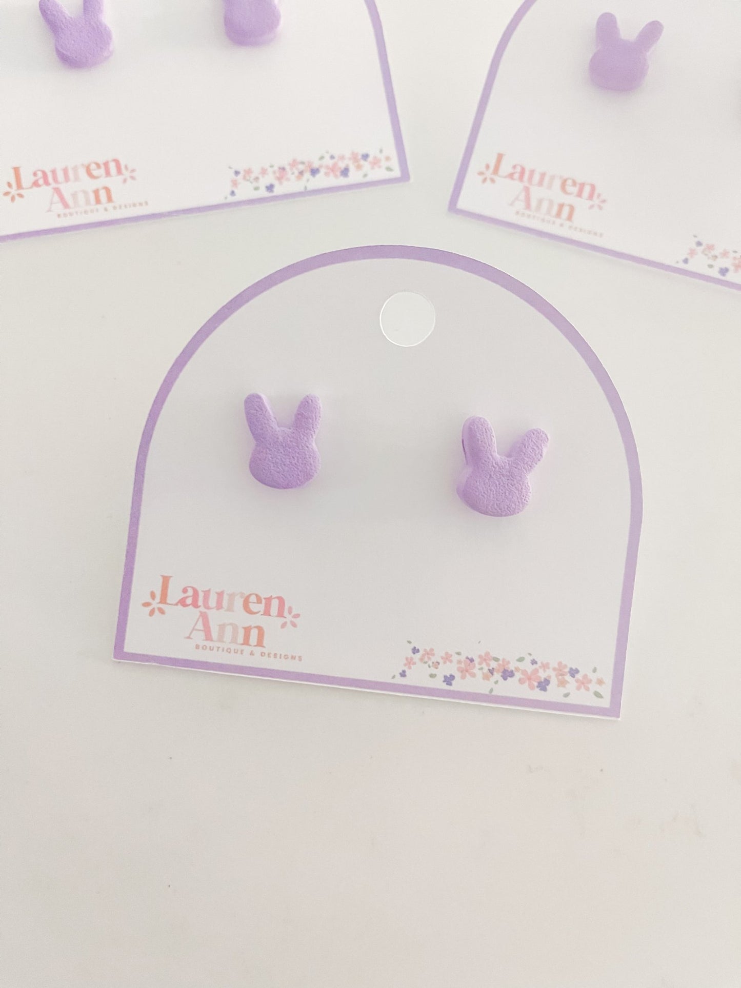 Polymer Clay Bunny Studs - Designs by Lauren Ann