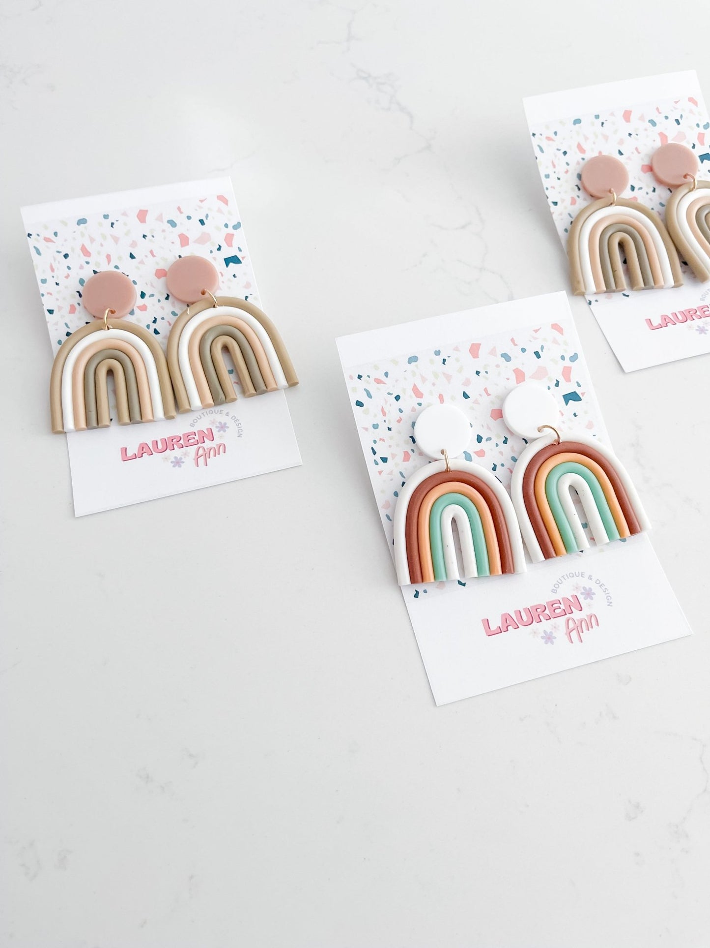 Rainbow Clay Earrings - Designs by Lauren Ann