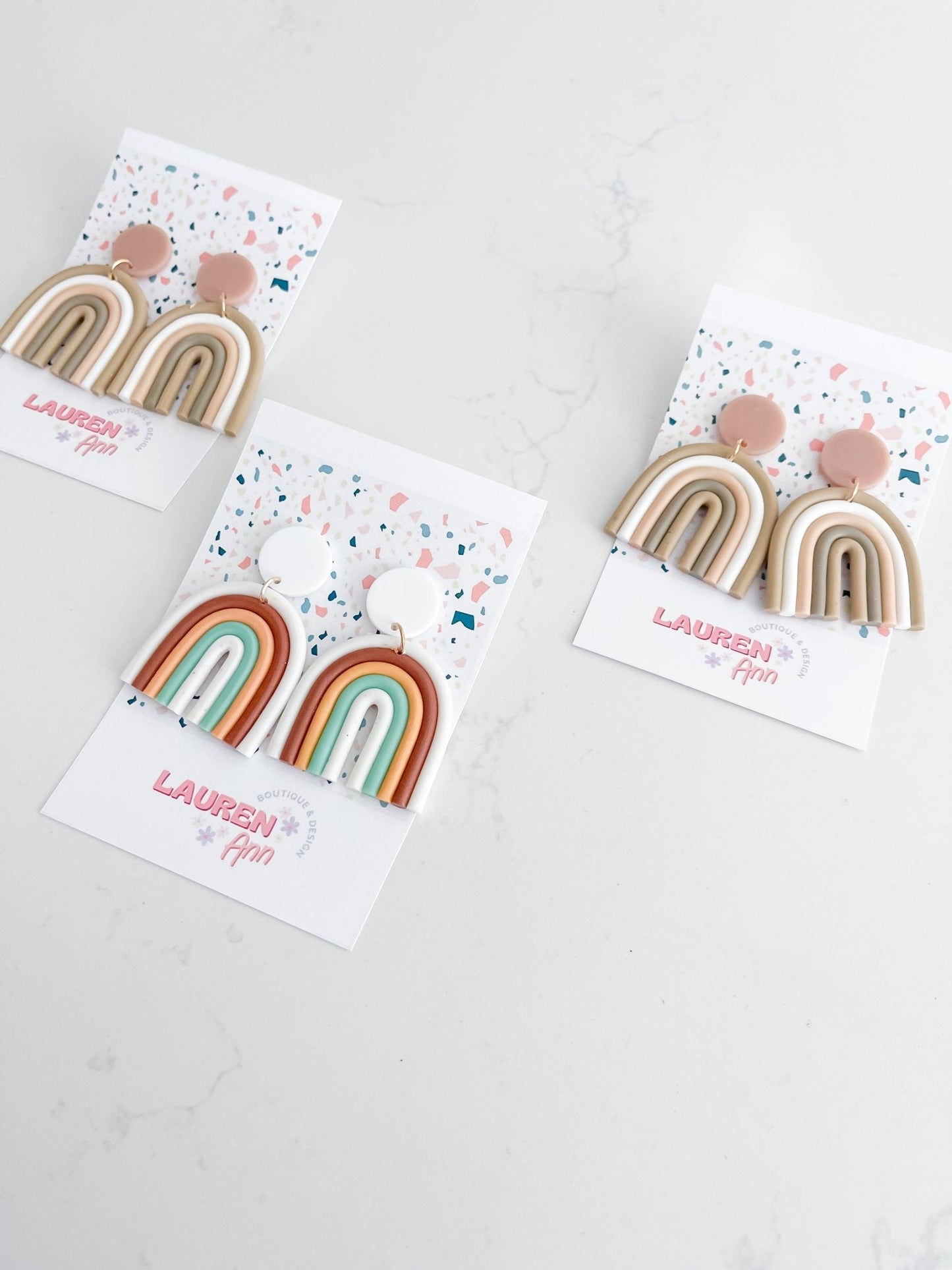 Rainbow Clay Earrings - Designs by Lauren Ann