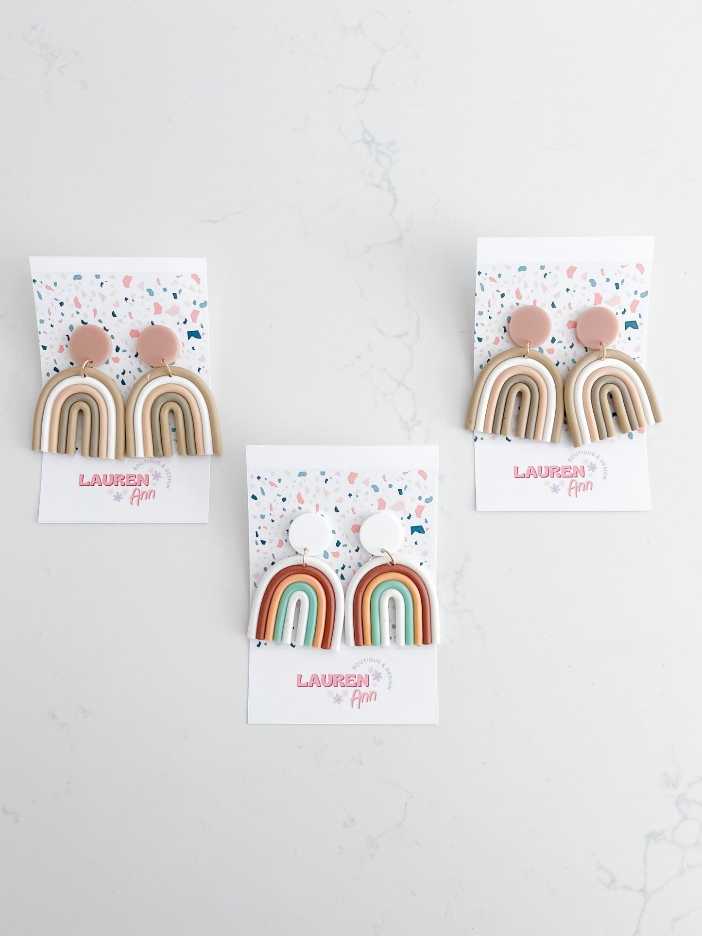 Rainbow Clay Earrings - Designs by Lauren Ann