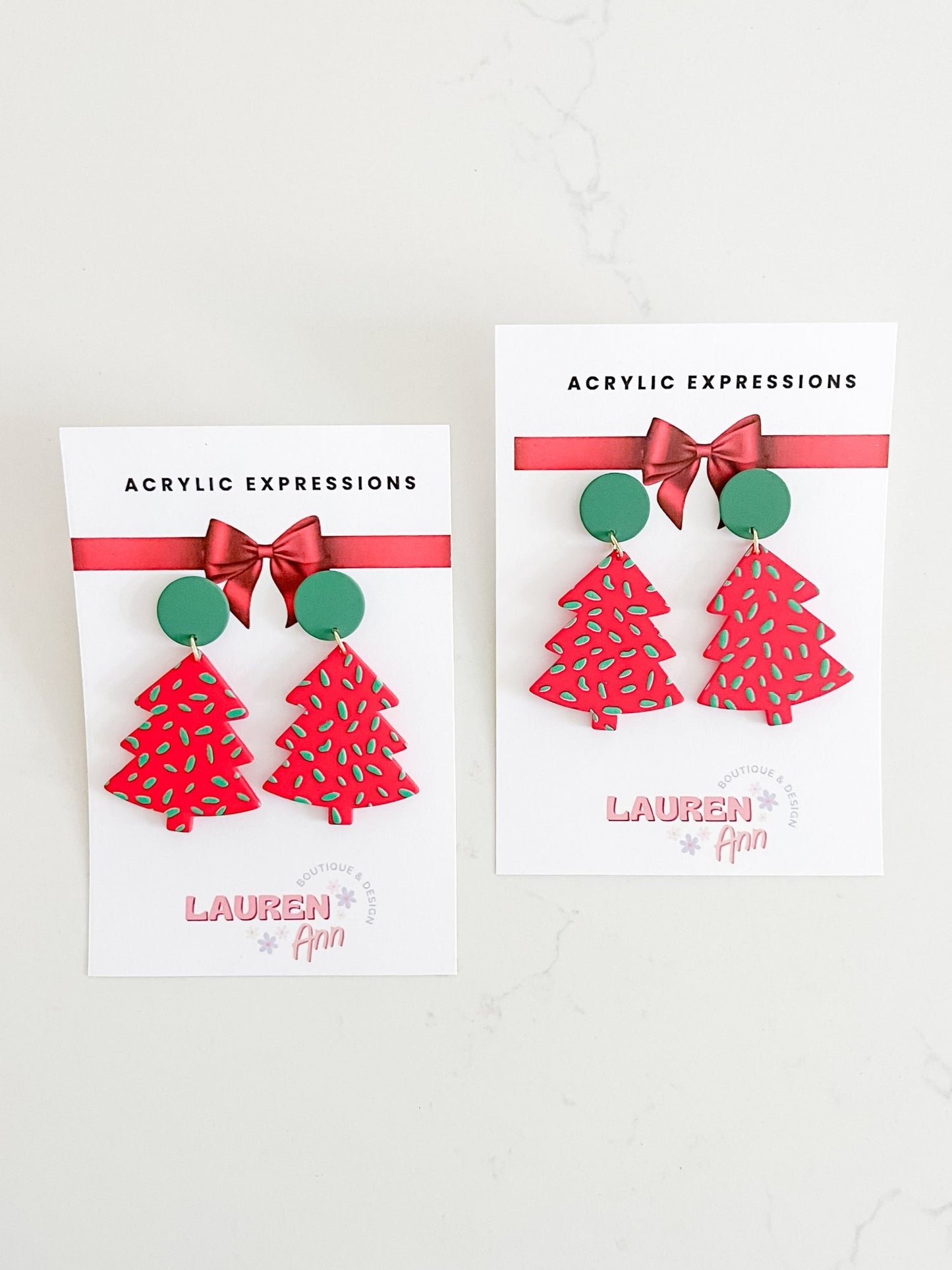 Red Christmas Tree Earrings - Designs by Lauren Ann