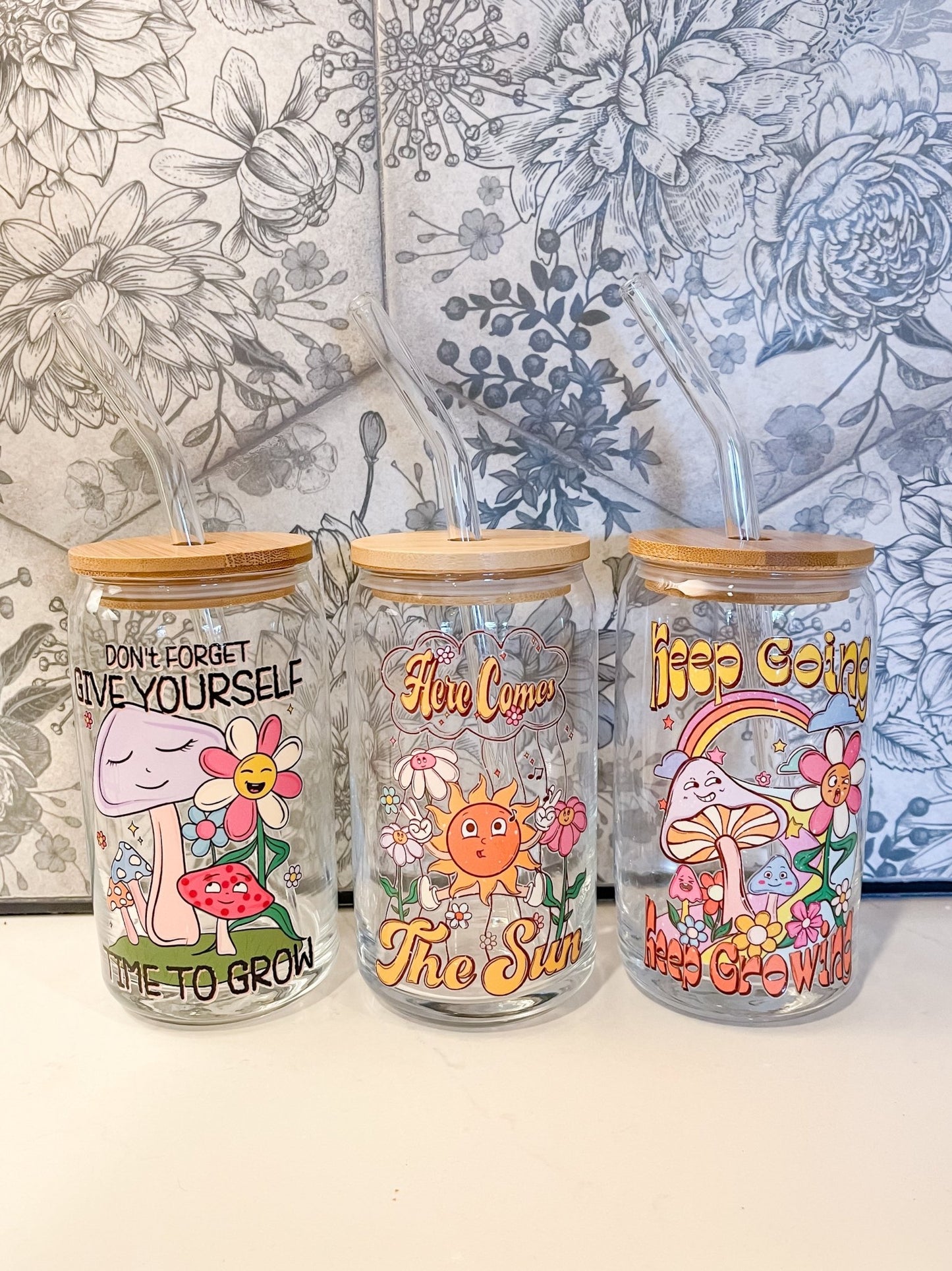 Shroomie Growth Glass Can Set - Designs by Lauren Ann