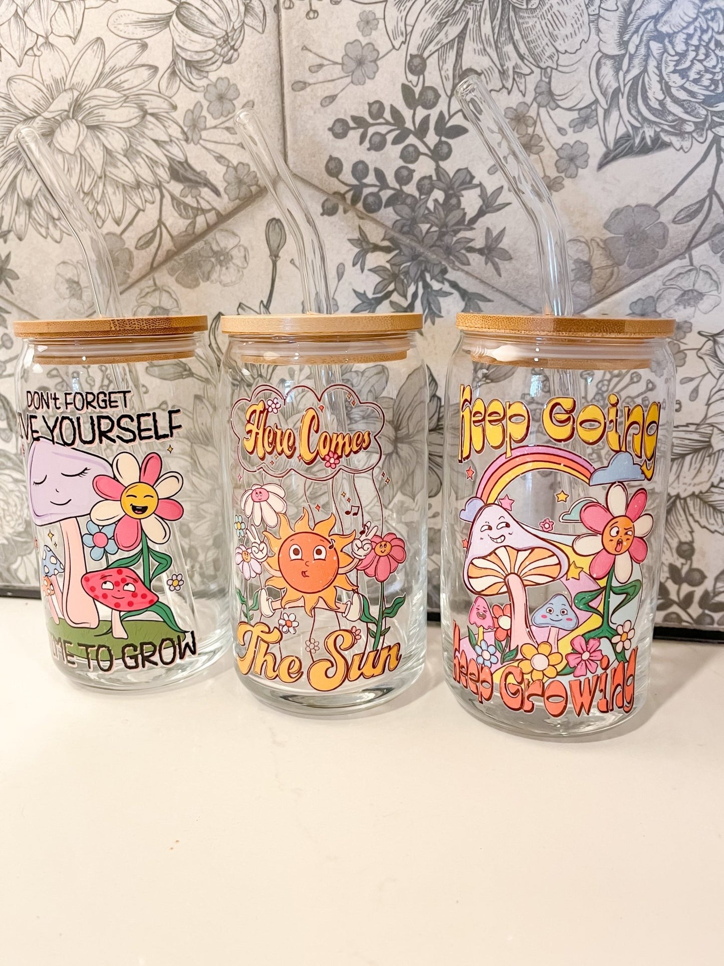 Shroomie Growth Glass Can Set - Designs by Lauren Ann