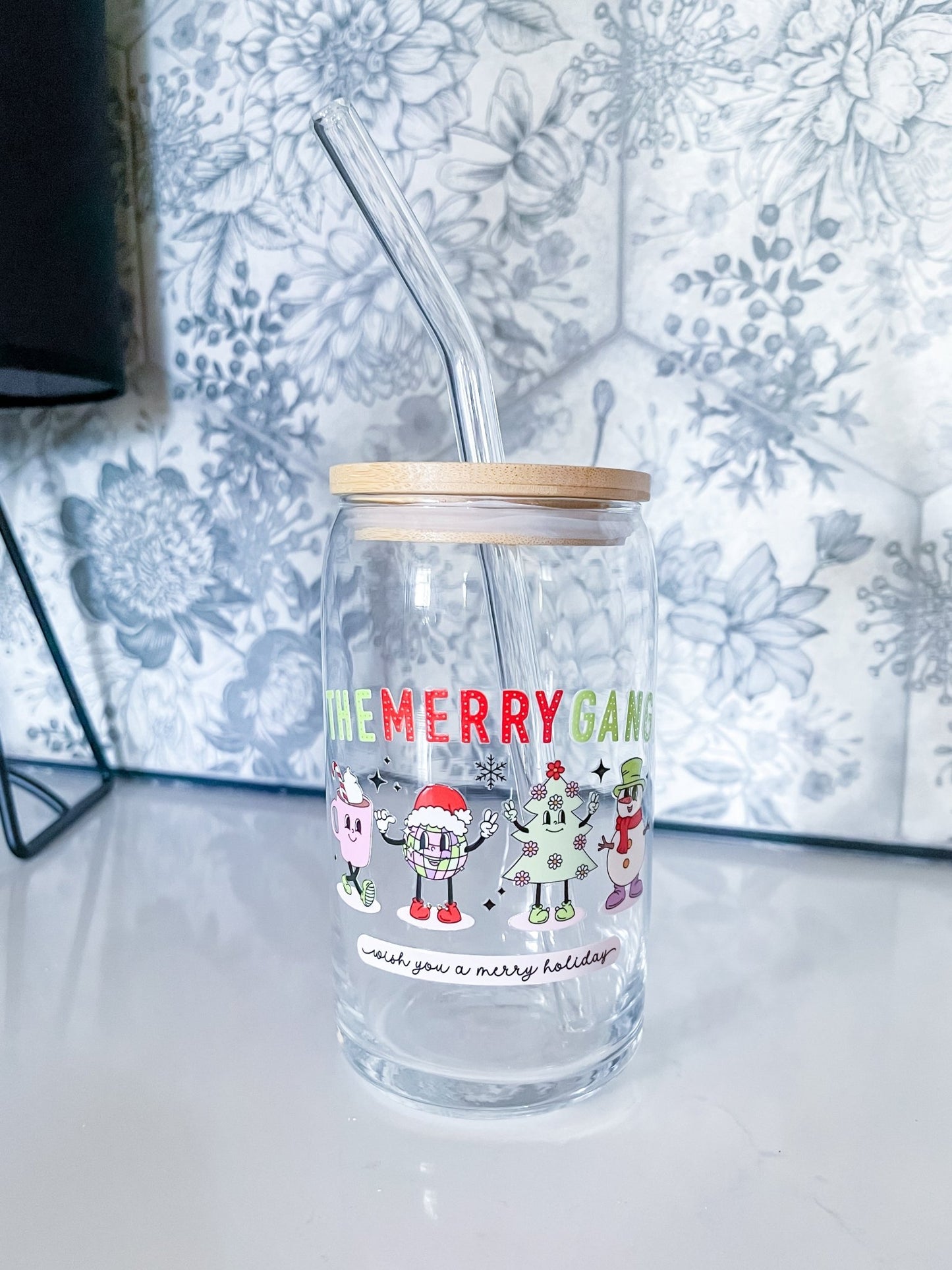 The Merry Gang Glass Can - Designs by Lauren Ann