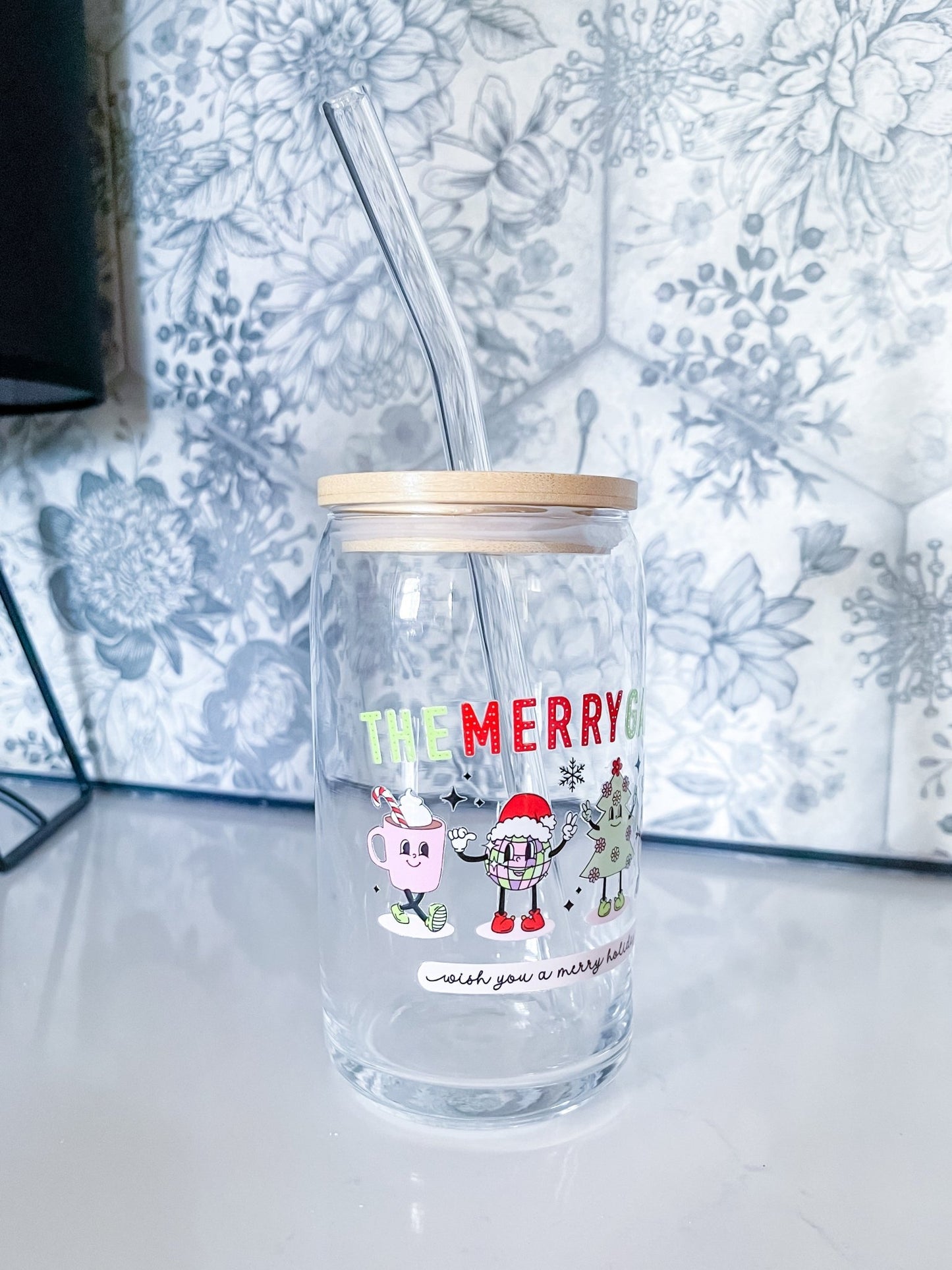 The Merry Gang Glass Can - Designs by Lauren Ann