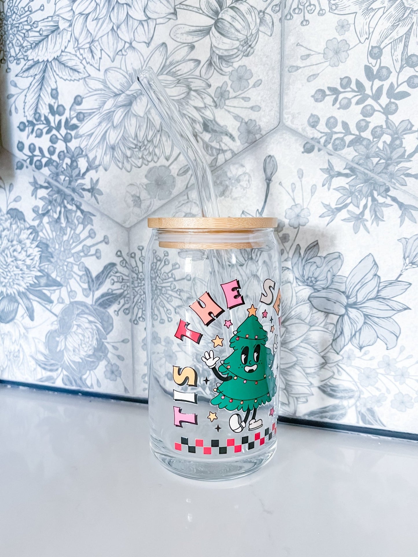 Tis the Season Christmas Glass Can - Designs by Lauren Ann