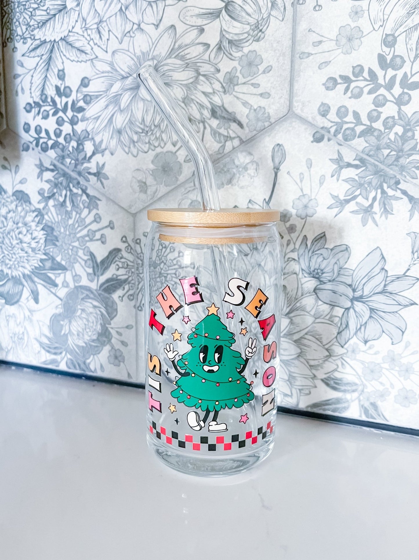 Tis the Season Christmas Glass Can - Designs by Lauren Ann