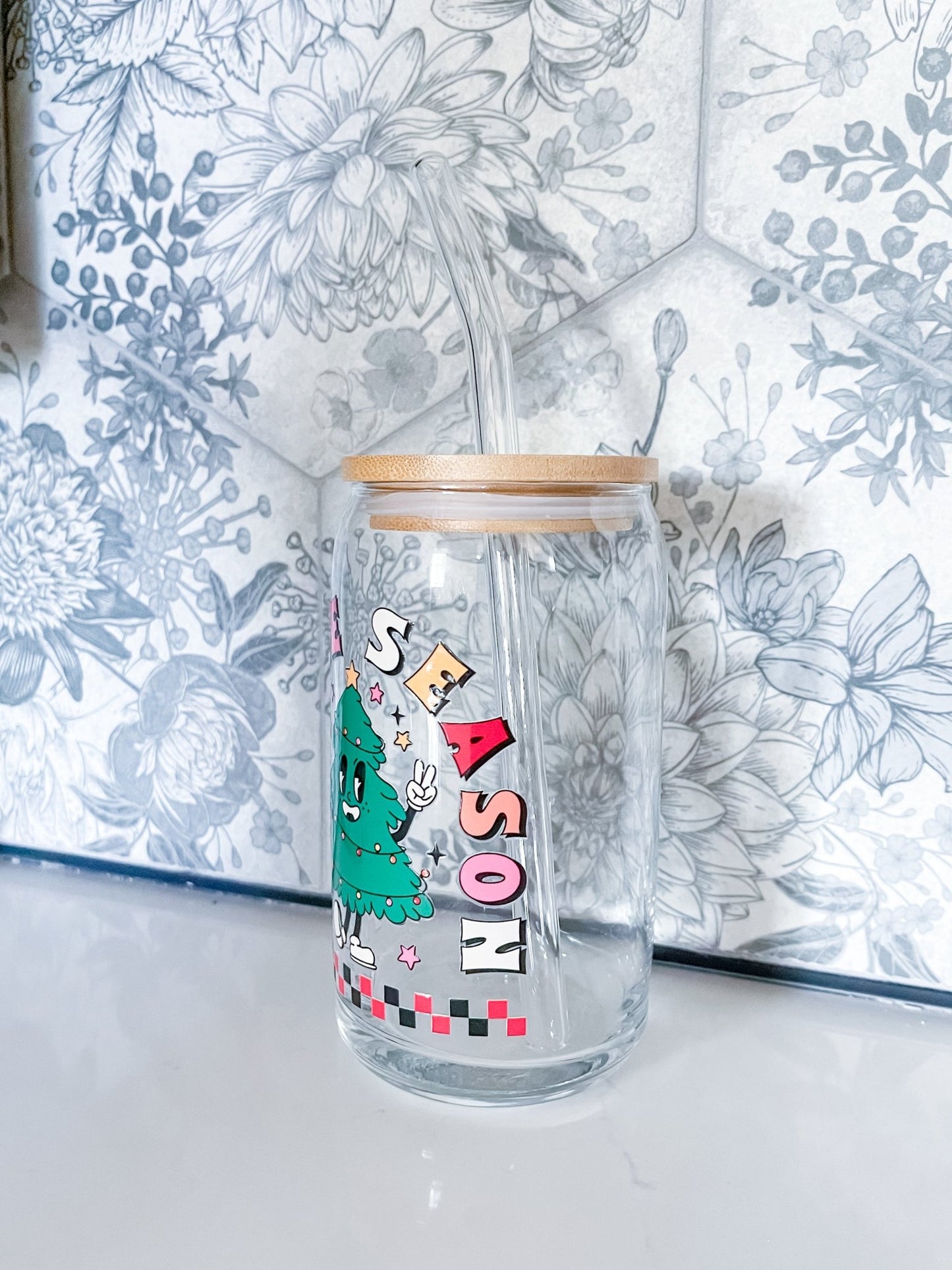 Tis the Season Christmas Glass Can - Designs by Lauren Ann