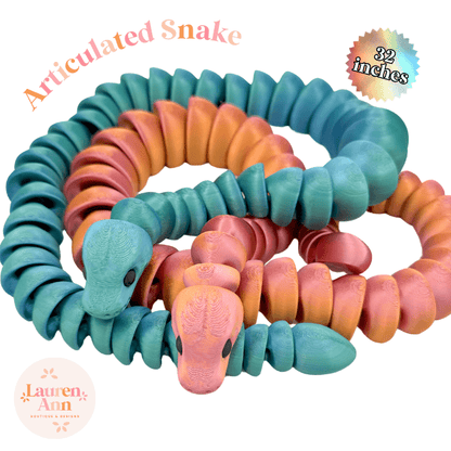 32 - Inch Articulated Snake – 3D Printed, Fidget Toy - Designs by Lauren Ann