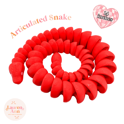 Articulated 3D Printed Snake – Valentine’s Edition (14 Inches) - Designs by Lauren Ann