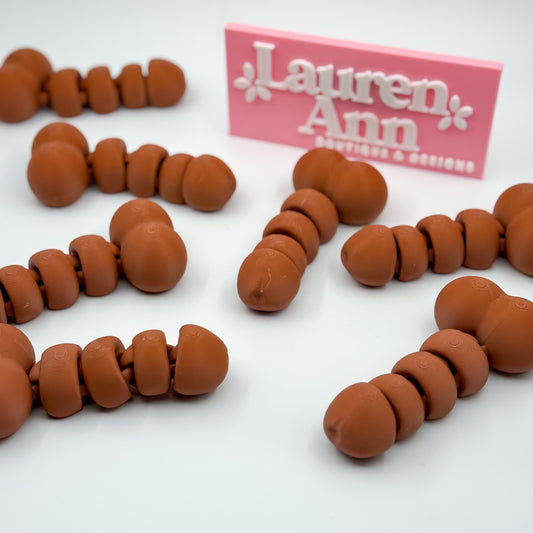 3D Printed Articulated Penis Fidget - Brown