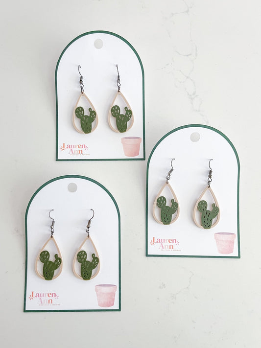 Cactus Teardrop Earrings - Designs by Lauren Ann