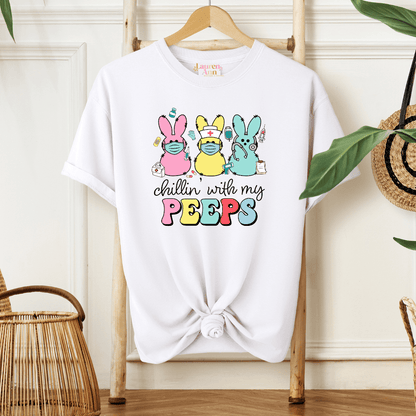 Easter Nurse T-Shirt – Cute Peep Graphic Tee – Nurse - Themed Easter Shirt - Designs by Lauren Ann