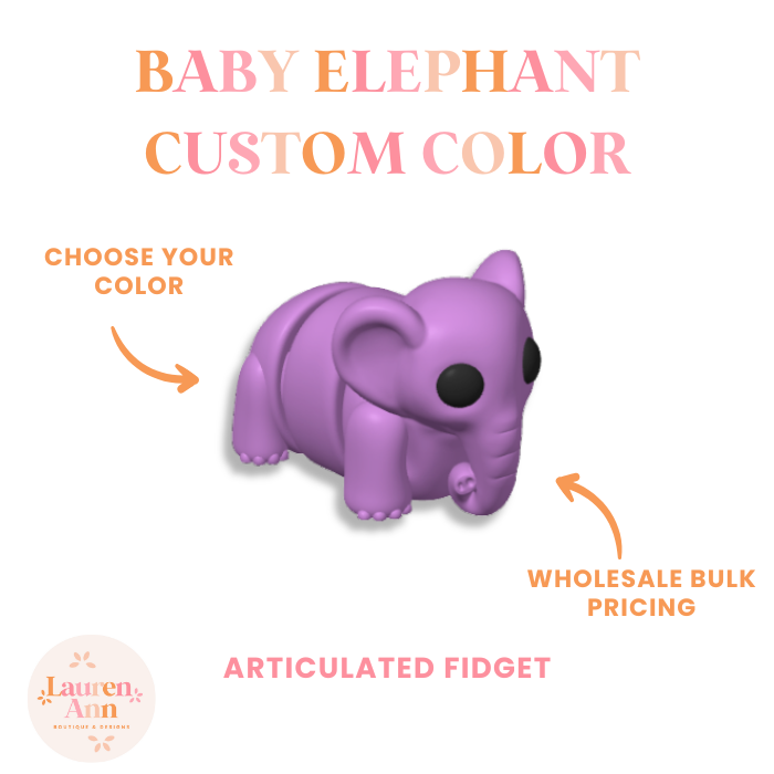 Baby Elephant Fidget - Custom Color (15 Pack)