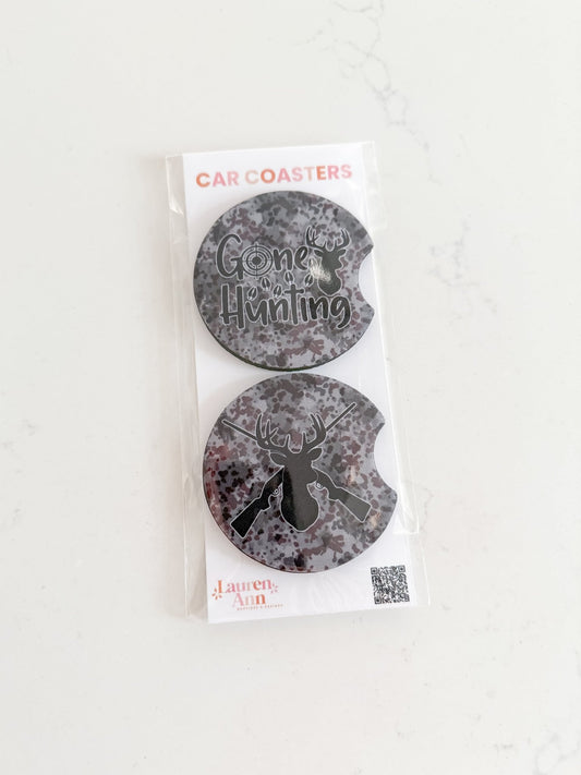 Gone Hunting Camo Car Coasters - Set of 2 - Designs by Lauren Ann