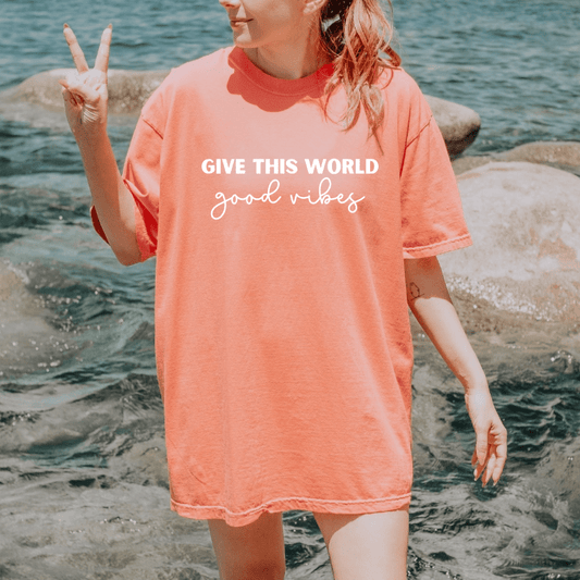 Good Vibes T-Shirt Terracotta Pink - Designs by Lauren Ann