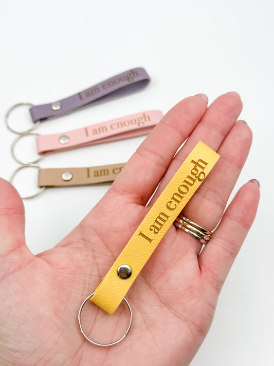 I Am Enough Leather Keychain