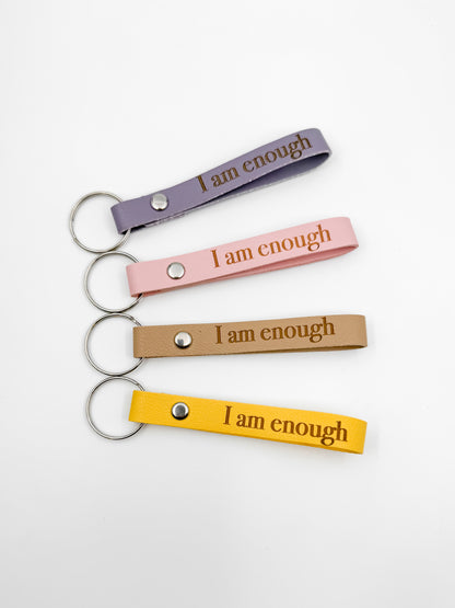 I Am Enough Leather Keychain