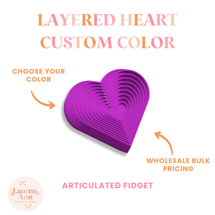 Layered Heart Fidget - Custom Color (15 Pack)