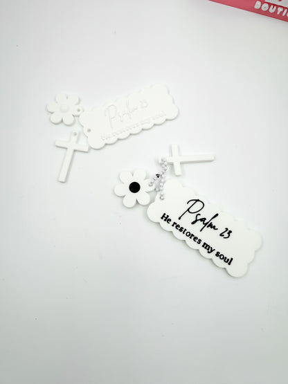 Psalm 23 Keychain - White