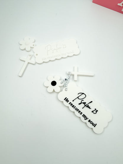 Psalm 23 Keychain - White