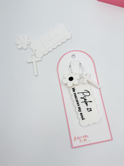 Psalm 23 Keychain - White