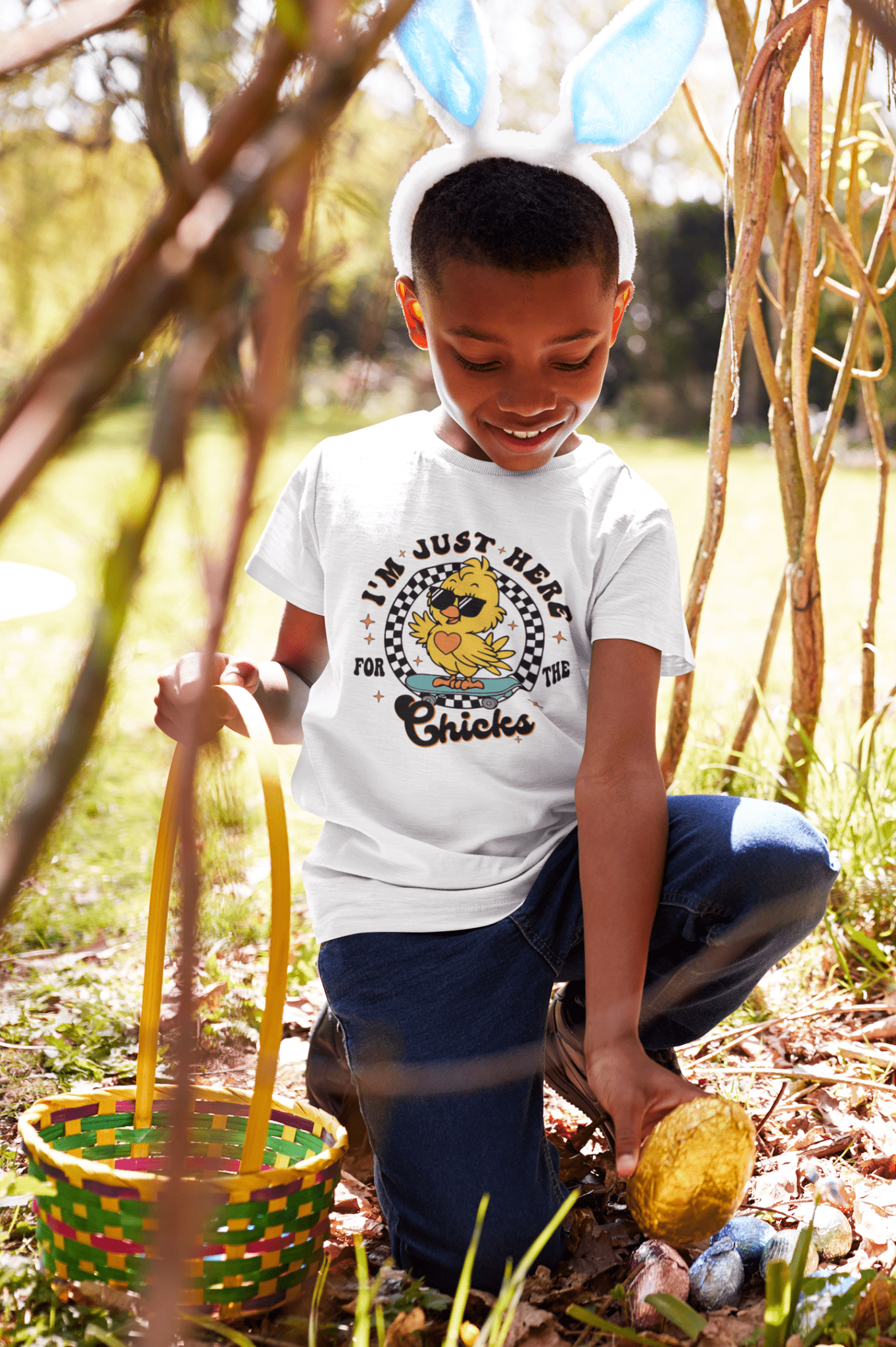 Youth Boys Easter T-Shirt – "Here for the Chicks" - Designs by Lauren Ann