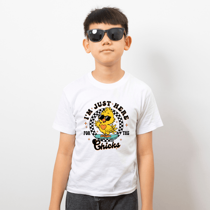 Youth Boys Easter T-Shirt – "Here for the Chicks" - Designs by Lauren Ann