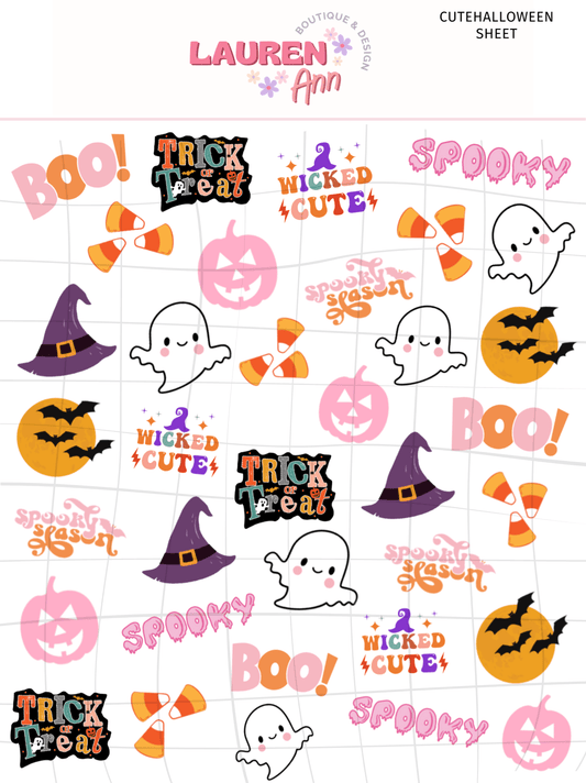 Digital Download Cute Halloween Sticker Sheet - Designs by Lauren Ann