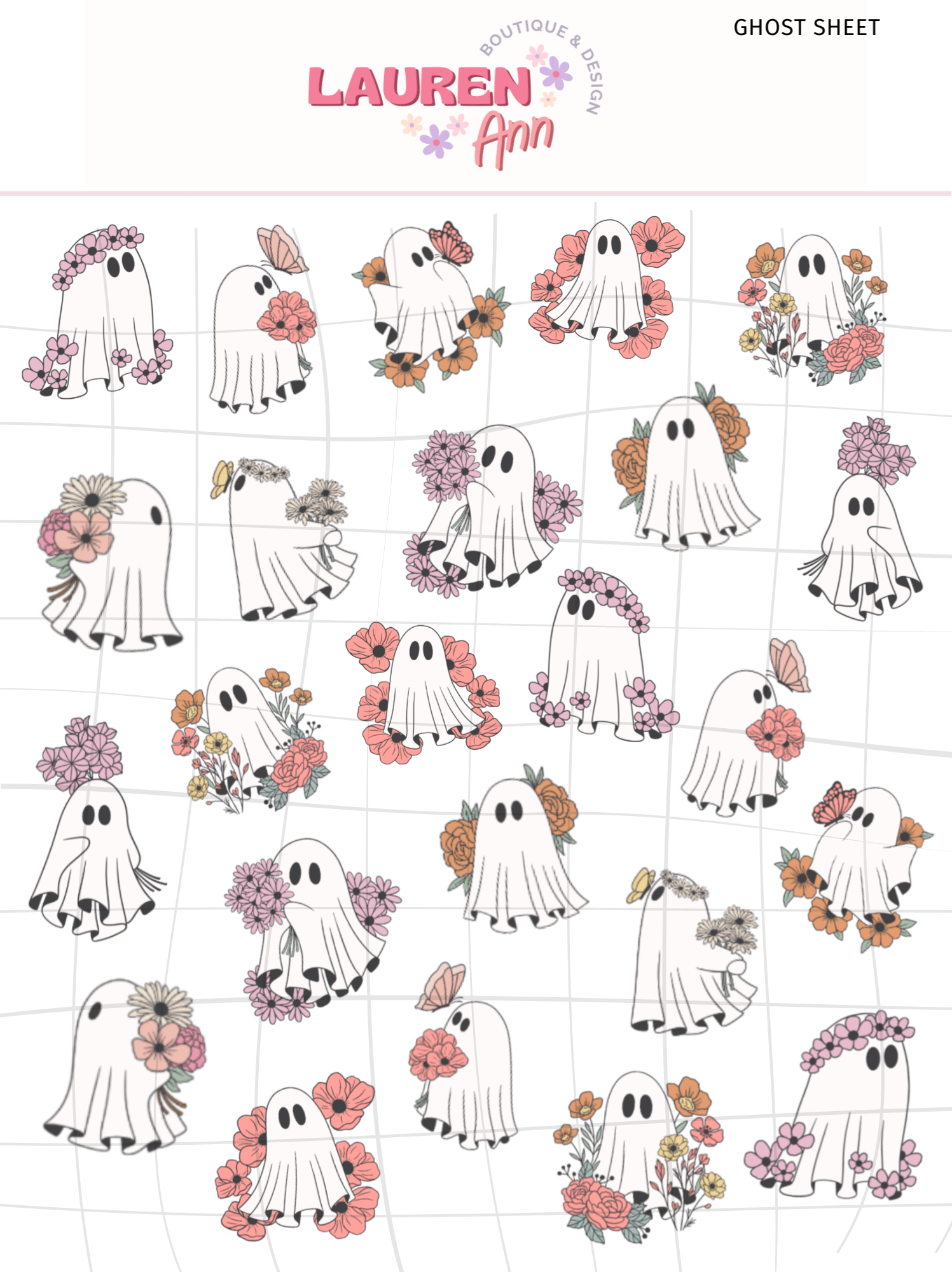 Digital Download Ghosts Sticker Sheet - Designs by Lauren Ann