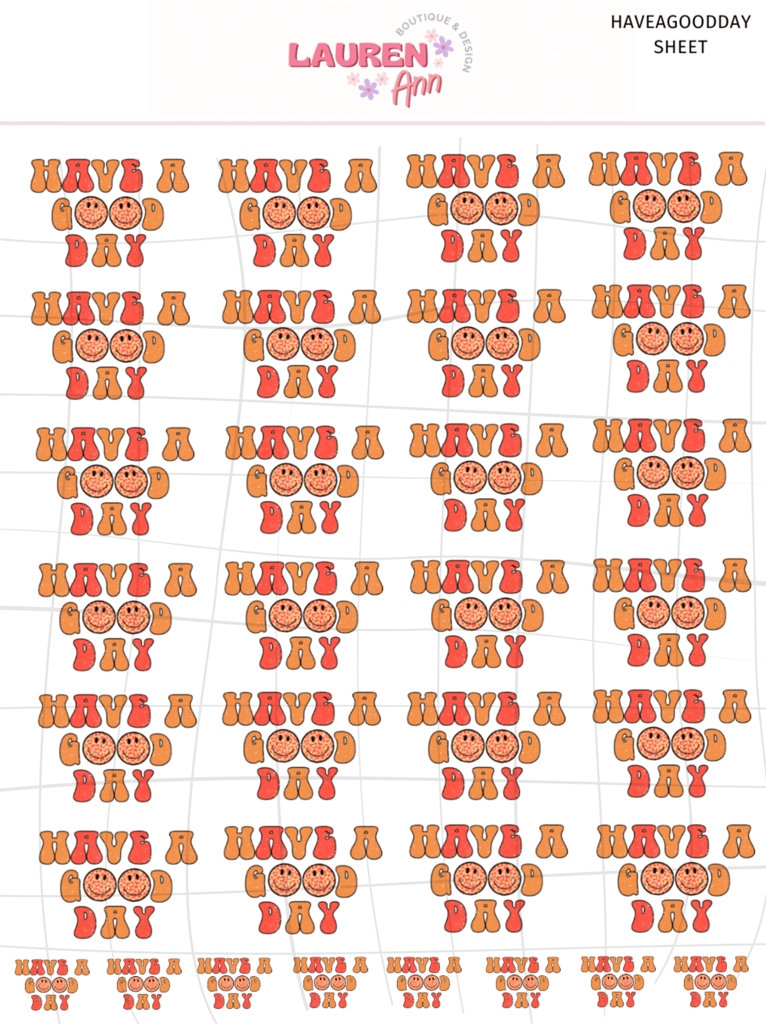 Digital Download Have A Good Day Sticker Sheet - Designs by Lauren Ann
