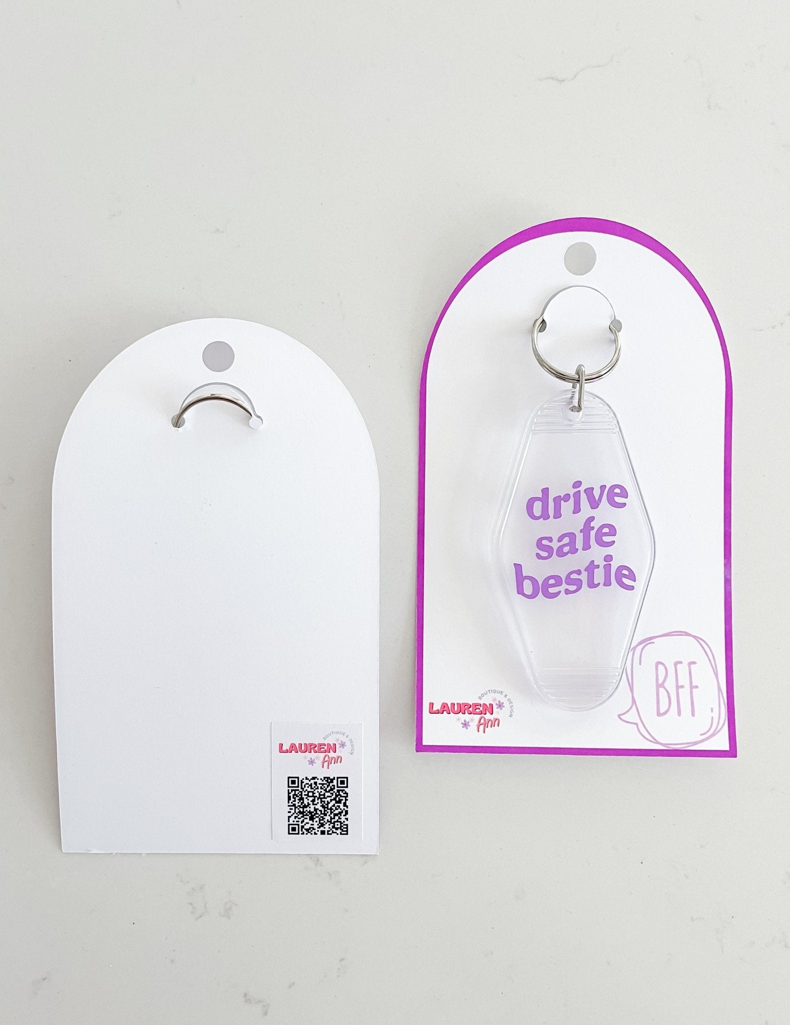 Drive Safe Bestie Keychain Purple - Designs by Lauren Ann