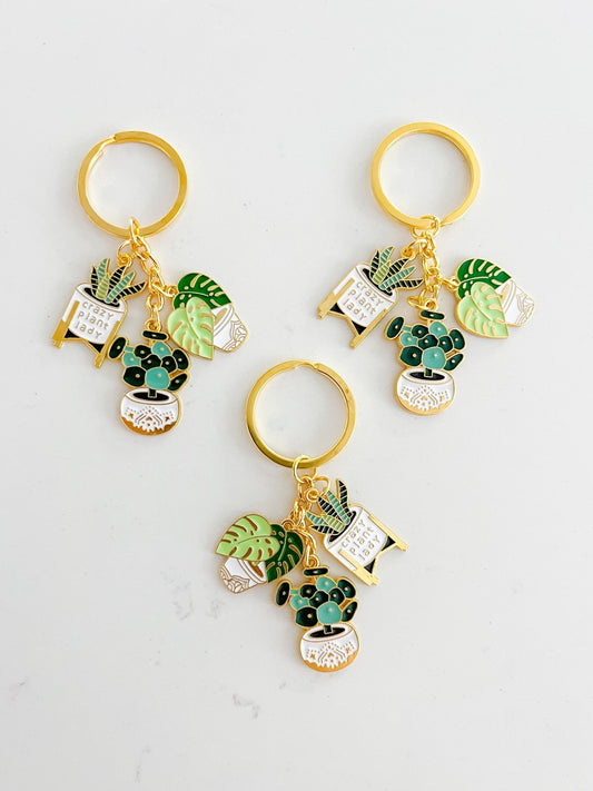 Enamel Crazy Plant Lady Keychain - Designs by Lauren Ann