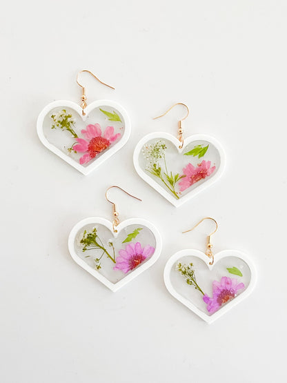 Floral Heart Earrings - Designs by Lauren Ann